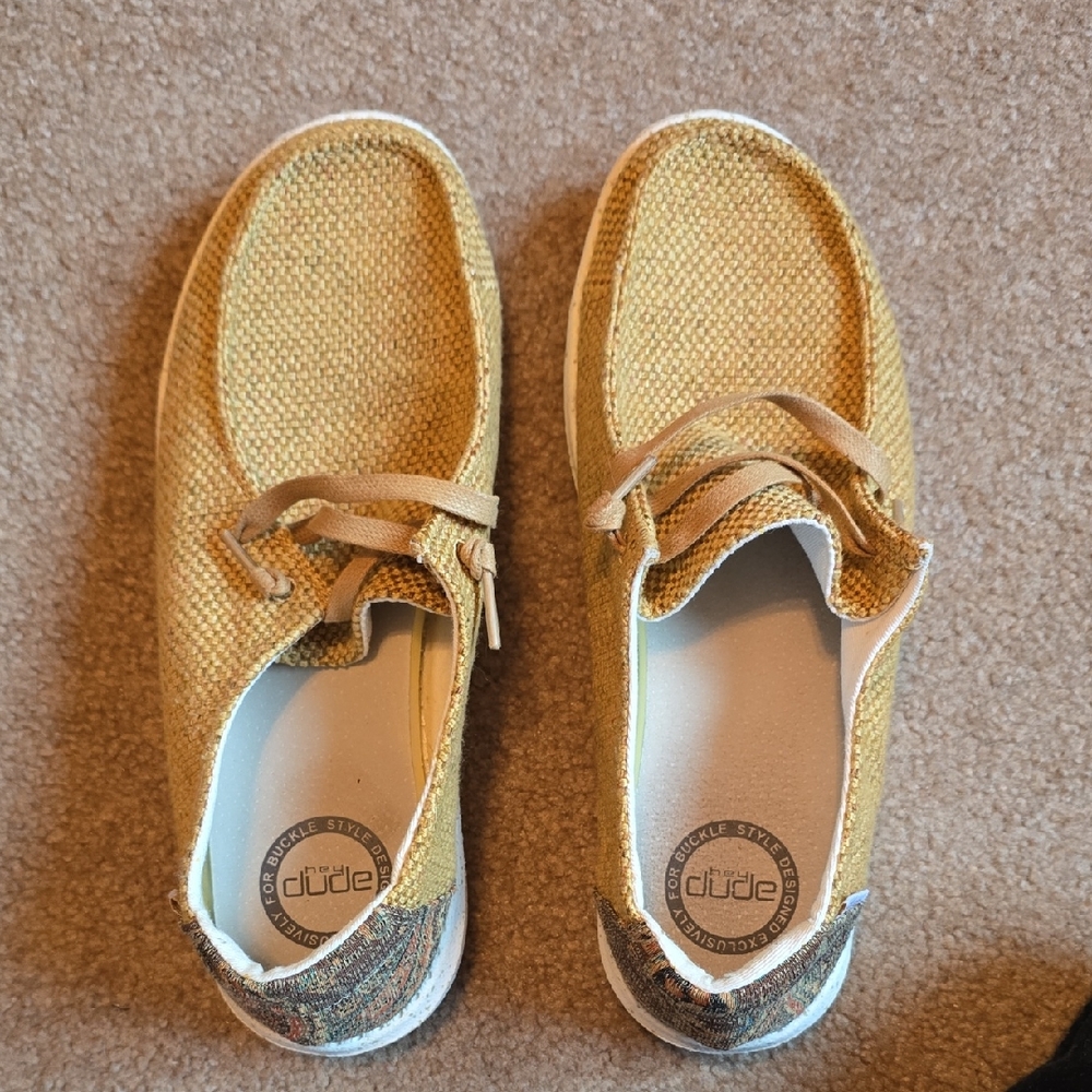 Hey Dude Mustard Woven Loafers